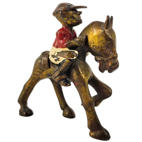 Antique 1935 AB1 Kronheim & Oldenbusch Bronzed Horse and Jockey Figure