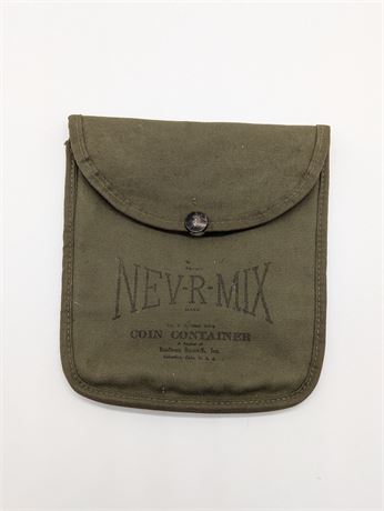 Vintage Nev-R-Mix Coin Container Columbus, Ohio Dark Green Cloth Organizer