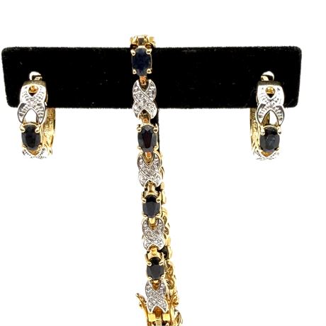 Gold Tone Bracelet & Earrings