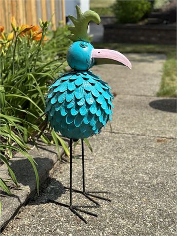Blue Standing Metal Bird