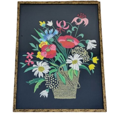 Flowers in Bucket Framed Embroidery