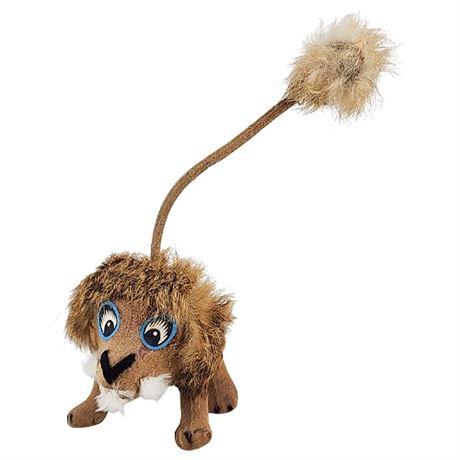 Vintage Wacky Flocked Lion Figure w/ Real Fur