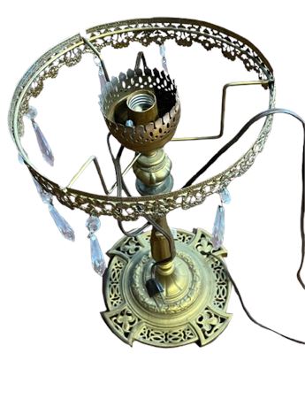 Brass filigree Crystal candle boudoir  lamp