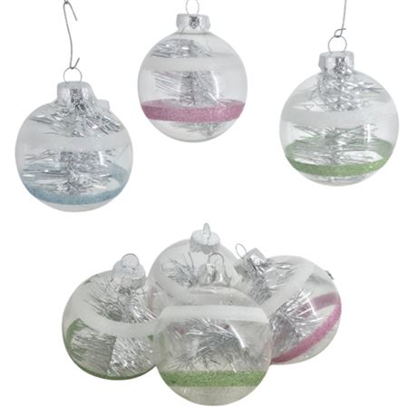 Lot of 7 Unsilvered Tinsel Ornaments