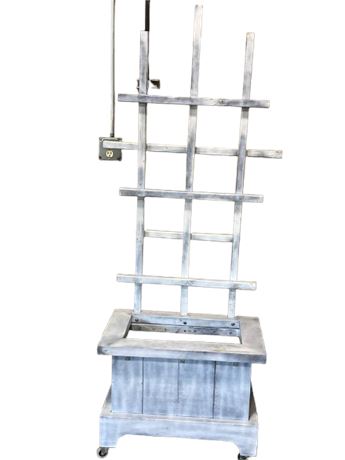 Shabby chic lattice rolling plant stand
