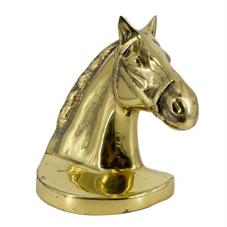 Vintage Brass Horse Head Bookend