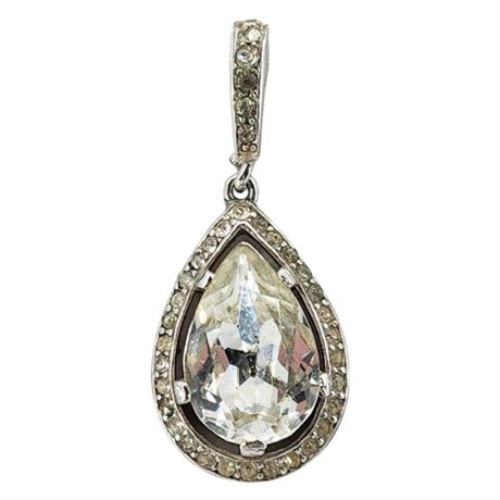 Vtg CROWN TRIFARI Rhinestone Drop Pendant