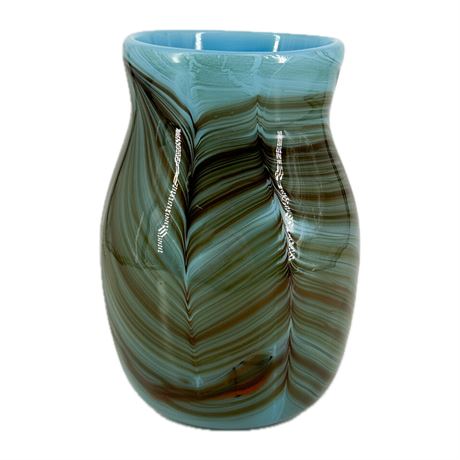 Vintage Studio Art Glass Feathered Vase