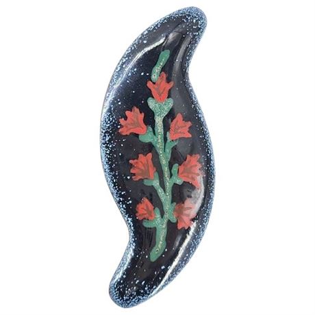 Vintage Handmade Enamel on Copper Flowers Brooch