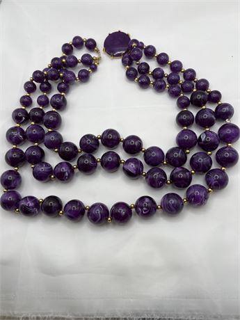 Multi strand, purple vintage beaded necklace choker