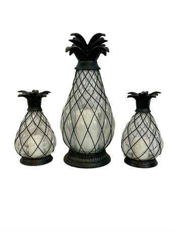 Glass and Cast Metal Pineapple Lights