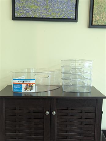 Lot 5 Cabinet storage bins plastic