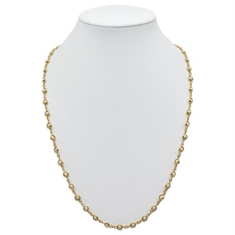 Vintage CROWN TRIFARI Dainty Faux Pearl Gold Tone Necklace