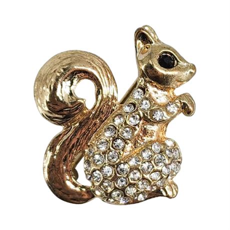 Vintage Rhinestone Squirrel Brooch