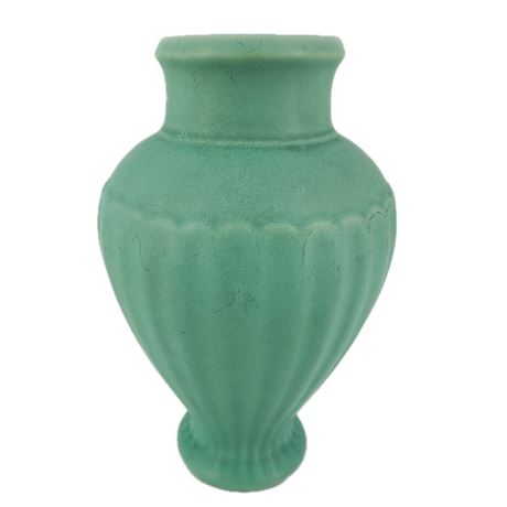 Vintage Coors Pottery Mint Green Matt Ribbed Vase