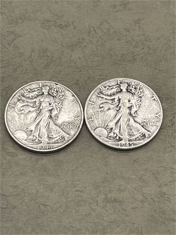 1943 & 1945 Walking Liberty Half Dollars