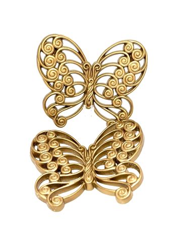 MCM Burwood Products Gold Tone Butterfly Wall Decor