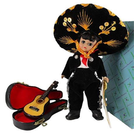 VTG Madame Alexander Mexico Mariachi Boy Doll #24100 with Sombrero Guitar & Case