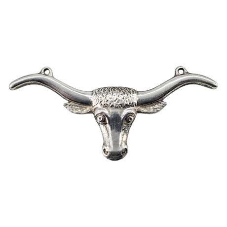 Vintage Sterling Silver Texas Longhorn Pendant