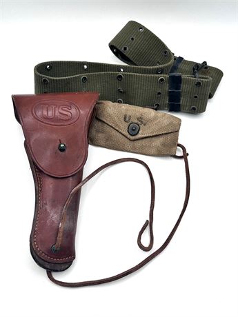WWII US ARMY 1911 LEATHER HOLSTER & BELT