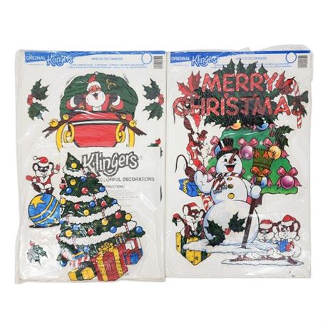 Vintage Klingers Christmas Window Clings, 2 Open Packs