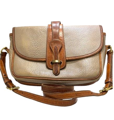 Vtg Dooney& Bourke Pebble All Weather Equestrian Taupe Purse
