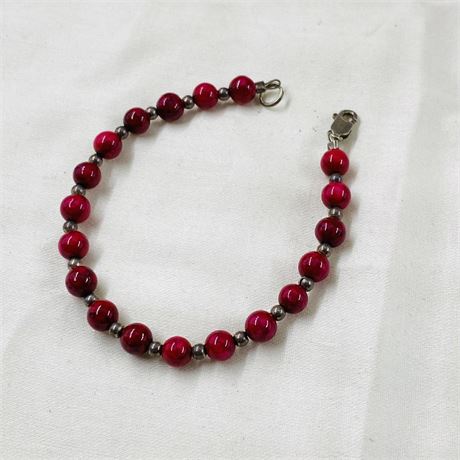 7.6g  Sterling + Stone Bead Bracelet