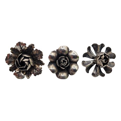 Vintage Sterling Silver Flower Earring Singles Lot