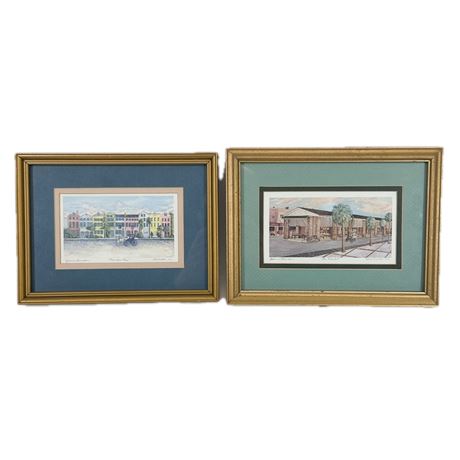 Pair of Charleston SC Framed Postcard Prints by Jeanie Drucker
