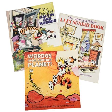 Three Vintage Calvin & Hobbes Cartoon Collection Books, c.1988, 89, 90