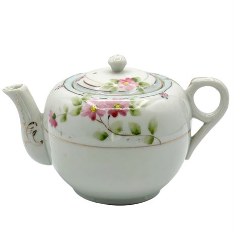 Hand-Painted Vintage Lidded Ceramic Teapot