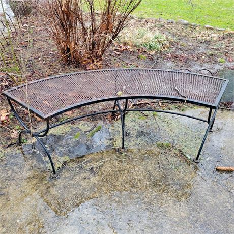 Quarter Round Black Iron Curved Garden Patio Bench