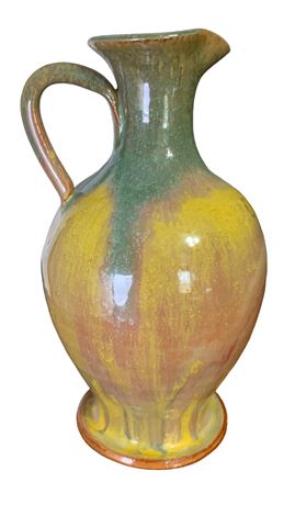Mid Century Redware 6 1/2” Glazed Pottery Pitcher