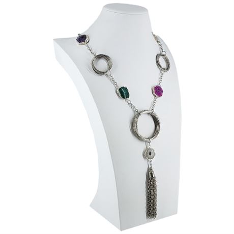 Modern Fashion Necklace w/ Dyed Solar Quartz Slices