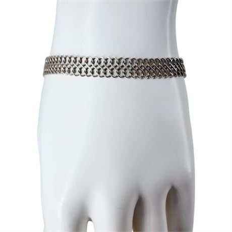 Signed Vintage Sterling Silver Chainmail Bracelet