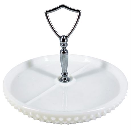 Vintage Fenton Milk Glass Hobnail 3-Way Divided Dish