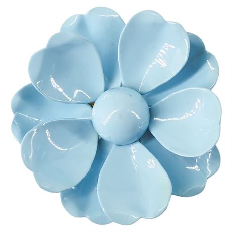 Vintage Sky Blue Enamel Flower Power Brooch