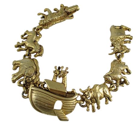 Noah's Arc Gold Tone BRACELET signed AJC