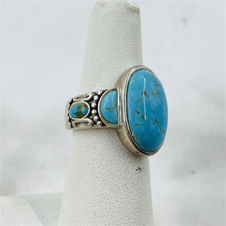 7g Vtg Sterling Turquoise Ring Size 6