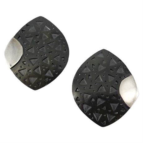 Signed M. Zion Blackened Sterling Silver Earrings