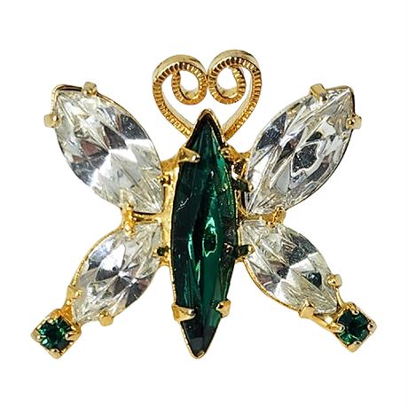 Vintage Rhinestone Butterfly Lapel Pin