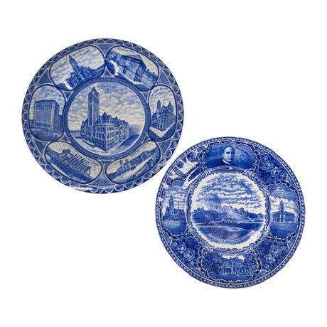2 Souvenir Plates Pittsburg & Canton, Ohio R & M Co. England