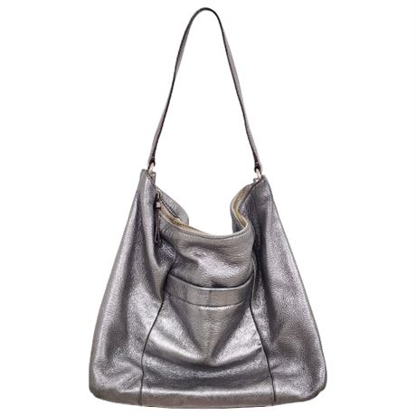 Kate Spade Metallic Silver Leather Slouchy Shoulder Bag
