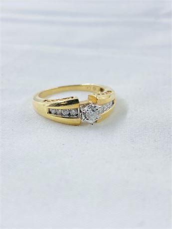 4.5g Vtg 14k Gold Diamond Filigree Ring Size 6.75