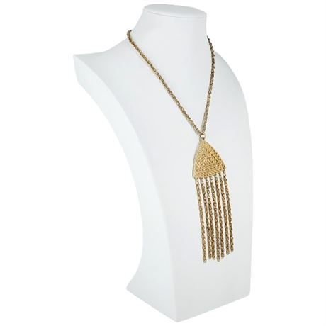 Vintage Gold Tone Fringe Statement Necklace