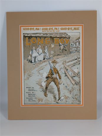 Vtg Sheet Music Shapiro Bornstein & Co Matted Soldier Going to War "Long Boy"