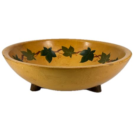 Vintage Munising Maple Dough Bowl with Ivy Motif