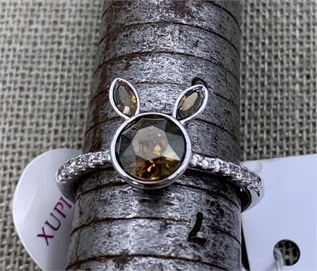 Genuine Diamond & Chocolate Swarovski Unworn Crystal Ring
