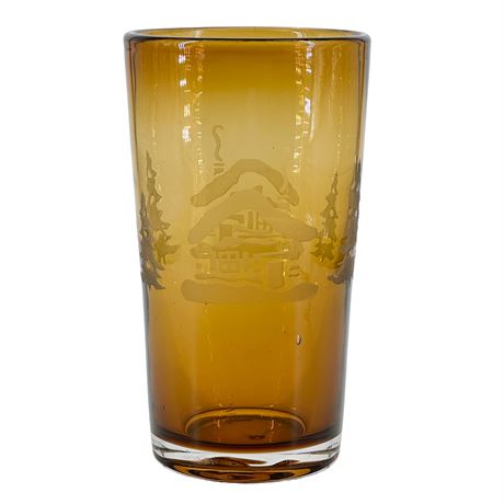 Home Studio Woodland Amber Vintage Glass Tumbler