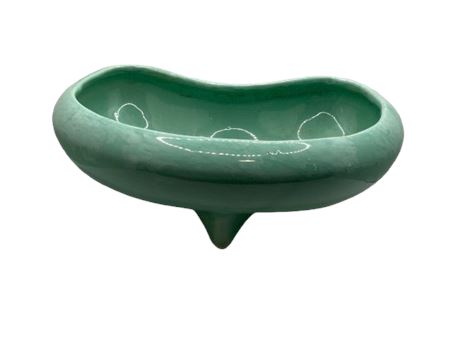 USA curved turquoise footed pottery